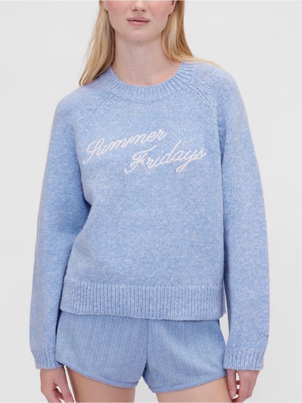 Gap × Summer Fridays Oversized Logo Sweater periwinkle light blue large